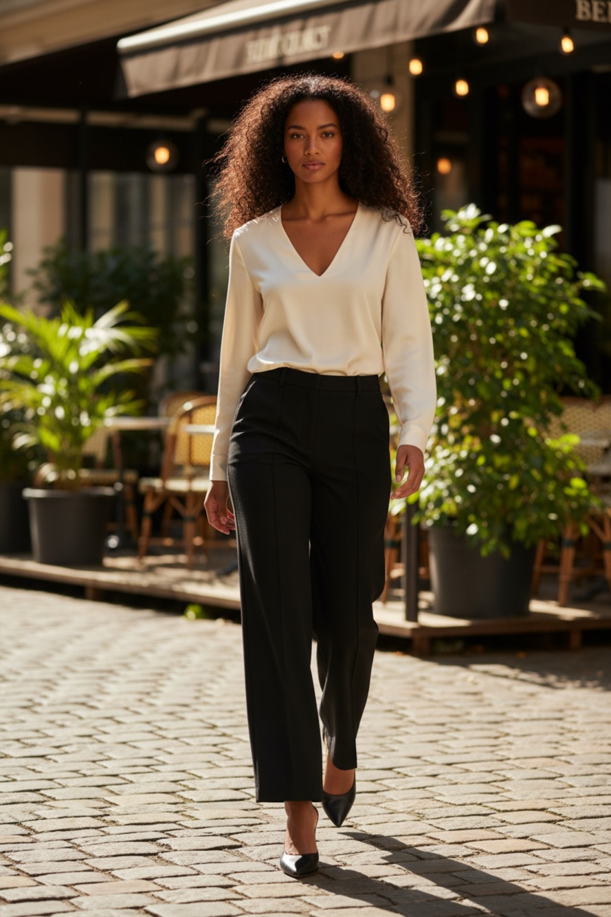 Lipsy Black Wide Leg Gaucho Culotte Pants with Striped Waistband